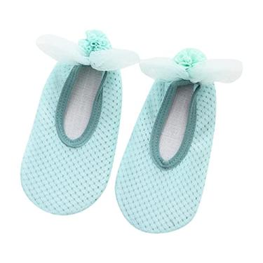 Imagem de Meias infantis para meninos e meninas meias de malha respirável meias de chão meias antiderrapantes sapatos antiderrapantes (azul, P infantil)