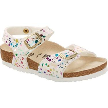 Imagem de Birkenstock Rio infantil para meninas (Bebê/Criança pequena/Criança grande), Confetes de microfibra branca, 3-3.5 Narrow Little Kid