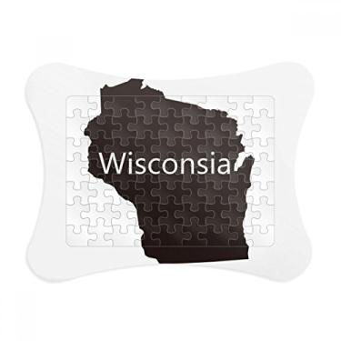 Imagem de Wisconsin America – Moldura de quebra-cabeça com contorno do mapa dos EUA