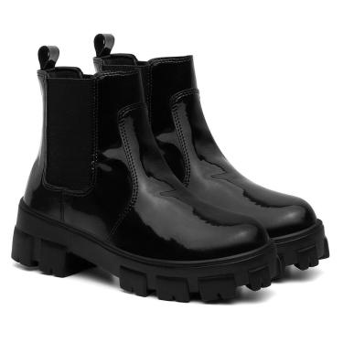 Imagem de Bota Feminina Cano Curto Tratorada Salto Baixo Chelsea