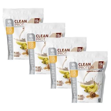 Imagem de Kit 4 Clean Whey Protein Vegano BCAA Natural 19g por Dose - Sabor Banana e Canela 675g Alquimia da Saúde
