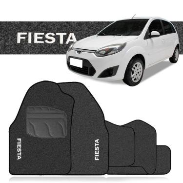 Imagem de Jogo Tapete Carpete Automotivo Fiesta Rocam 2002 a 2014 5 Peças Grafite Bordado