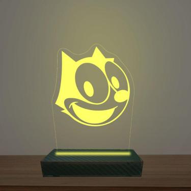 Imagem de Luminária Led 3d Gato Felix Abajur Luxo