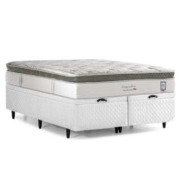 Imagem de Cama Box Baú Herval King Imperatore, 80x193x203 cm, Molas Ensacadas, Branco