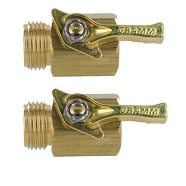 Imagem de Dramm Válvula de desligamento de mangueira de jardim de latão resistente (pacote com 2)