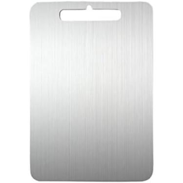 Imagem de Tábua De Corte De Aço Inoxidável, Tábua De Cortar Frutas, Bloco Quadrado De Corte De Alimentos Para Cozinha Doméstica,Prata,34x24CM,Hilarious123