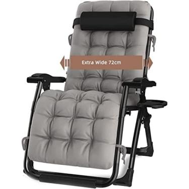 Imagem de Cadeiras De Gravidade Zero, Espreguiçadeira Extra Larga Resistente, 72cm/28, Portátil, Dobrável, Reclinável, Confortável, Estável, Espreguiçadeira, Cadeiras De Jardim/,Pontos Cinzentos,Moldura Pre