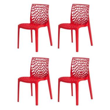 Imagem de Kit 4 Cadeiras Gruvyer Vermelha Sala Cozinha Jantar - Waw Design