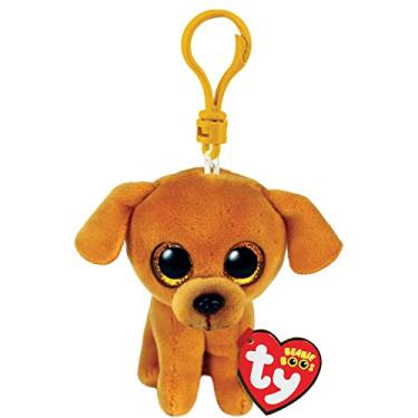 Imagem de Ty Key Ring Beanie Boos Clips-Dog-Zuzu-Brown-Dog with Golden Eyes Glitter-The Plush with Big Eyes Glitter-12 Cm-35256, Multicolor, T35256