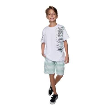 Imagem de Conjunto Infantil Menino Esporte Fino Camiseta Malha E Bermuda Linho H