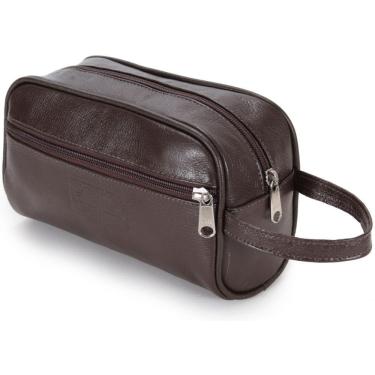 Imagem de Necessaire Estojo Bolsa Couro Masculino Feminino Organizadora Viagem Com Zíper Dia a Dia