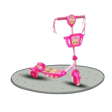 Imagem de Patinete Infantil Princesas Rosa 3 Rodas Musical com Luz de Led