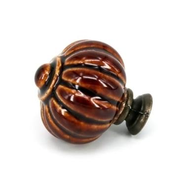 Imagem de 1pc diâmetro 34mm cerâmica abóbora armário de cozinha puxadores de gaveta guarda-roupa alças de porcelana quarto armário botões cômoda puxa, café