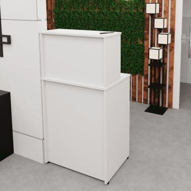 Imagem de Balcão Caixa Atendimento Comercial Recepção Consultório 60cm Branco