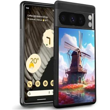 Imagem de Capa de telefone para Google Pixel 8 8 Pro 7 7 Pro 6 6a 6 Pro 5 5a 4 4a 4XL 3 3 XL 2 2 XL 4G/5G com design Flamingo-aa472 moldura preta de borracha fina à prova de choque/948 (Color : Dutch Windmill