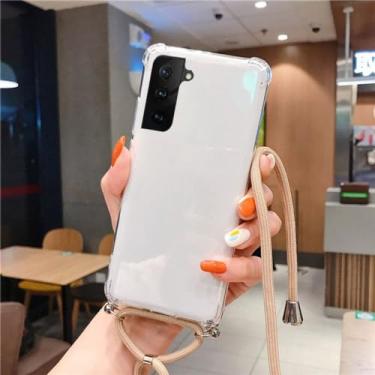 Imagem de Capa de telefone de silicone macio à prova de choque para samsung m14 a54 a14 a34 a24 a23 a04e crossbody colar cabo cinta cordão capa, cáqui, para a34 5g