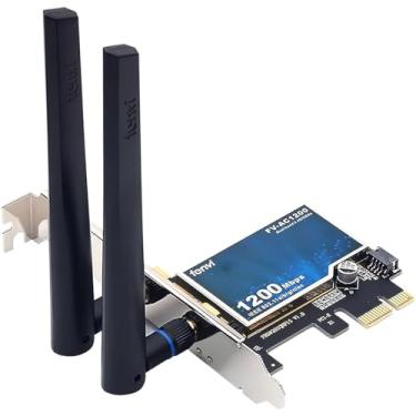 Imagem de Placa de Rede Wifi Dual Band, 2.4GHz / 5GHz, PCI-Express, Offboard, Bluetooth 4.0, Wifi 5, AC 1200, PC, Windows, Linux