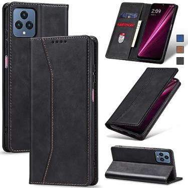 Imagem de Jasonyu Flip Carteira Capa para T-Mobile Revvl 6/6X 5G,Capinha Folio Magnética de Couro com Suporte para Cartão,Suporte para Chute - Protetora Durável de TPU à Prova de Choque para Telefone,Preto
