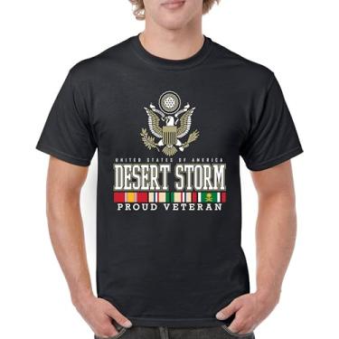 Imagem de Camiseta masculina Desert Storm Proud Veteran Army Gulf War Operation Served DD 214 Veterans Day Patriot, Preto, GG