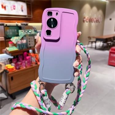 Imagem de Capa de telefone gradiente de cordão crossbody portátil para Huawei P30 P40Pro Mate40 50Pro P60 capa traseira macia proteção total do corpo, 2, para Huawei Mate 30 pro