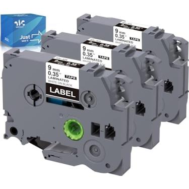 Imagem de Weemay Pacote com 3 TZe-325 compatível com fita adesiva Brother P-Touch 9 mm 0,35 branco em preto TZe TZ Fita TZ-325 TZ325 TZe325 3/8 para impressora PTouch PTD210 PTD220 PTH110BP PTD410 PTD600