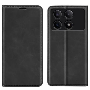 Imagem de XZDWH Capa para Xiaomi Poco X6 Pro, Carteira de Couro Clássica com Slot para Cartão e Fecho Magnético, Dobrável para Xiaomi Redmi K70E 5G (Preta)