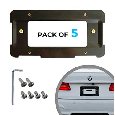 Imagem de 5 SUPORTES DE MONTAGEM DE BASE DE PLACA DE LICENÇA TRASEIRA PARA BMW 1 SÉRIE 2 SÉRIE 3 + 6 parafusos exclusivos e chave inglesa