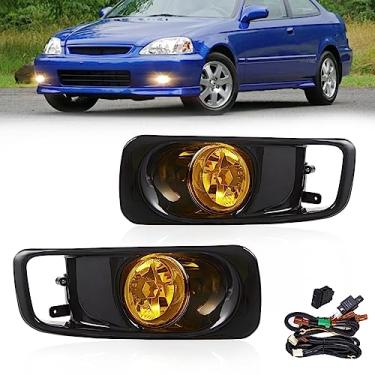 Imagem de ENERBITIOUS Lâmpadas de neblina de substituição para Honda Civic 1999 2000 compatível com lâmpadas H3 12V 55W, kit de interruptor e fiação