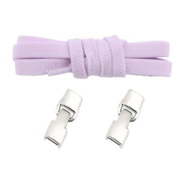 Imagem de Elastic Laces Sneakers Hook Locks Shoelaces Without Ties Wide Flats Creative No Tie Shoe Laces Kids Adult Shoelace (Color : Light purple)