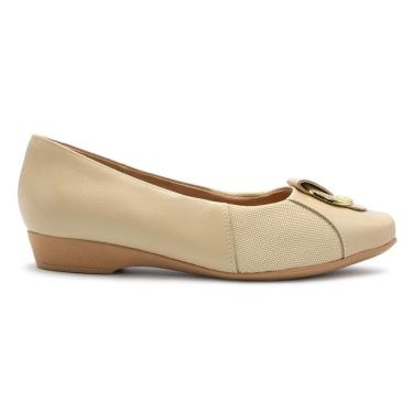 Imagem de Sapatilha Usaflex Feminina Couro Bico Quadrado Joanetes Casual MM1604