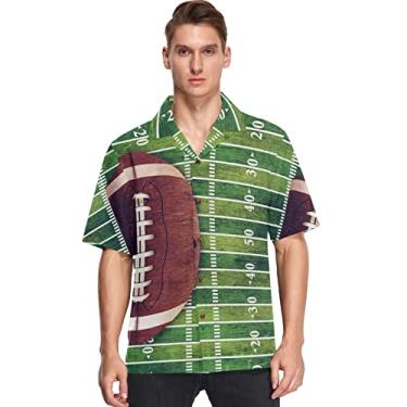 Imagem de Camisas havaianas masculinas manga curta Aloha Beach camisa bola de campo de futebol americano casual camisas de botão, Multicolorido, XG