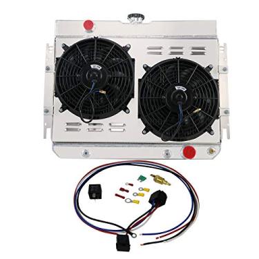 Imagem de Cubauto Radiador de alumínio de 3 fileiras compatível com Chevy Bel Air Impala El Camino Biscayne Caprice 1963-1968 64 65 66 67, radiadores de alumínio de 3 núcleos (radiador + ventilador de cobertura