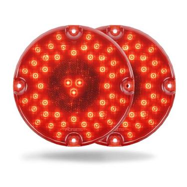 Imagem de 17 cm vermelha [aprovada pelo DOT] luz de LED de barramento redondo cauda de caminhão STT Stop luzes de freio [lente de reflexo integrada] lanterna traseira de caminhão de reboque [LED brilhante 47] [IP67 à prova d'água] [lente colorida] [pacote com 2]