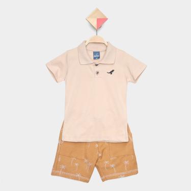 Imagem de Conjunto Curto Infantil Romitex Coqueiros Camisa Polo + Bermuda Moletinho Menino-Masculino