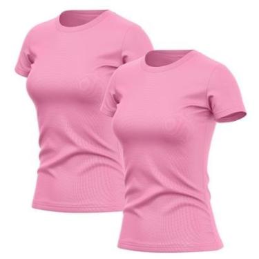 Imagem de Kit 2 Camisetas Feminina Dry Básica Lisa Proteção Solar UV Térmica Blusa Academia Esporte Camisa-Feminino
