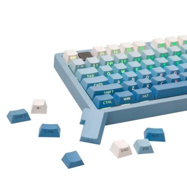 Imagem de EPOMAKER Conjunto de teclas PBT com impressão lateral dupla de 133 teclas para teclado mecânico de jogos, compatível com layout ANSI/ISO, interruptores MX-Clone Gateron/Kailh/Epomaker Switch (azul