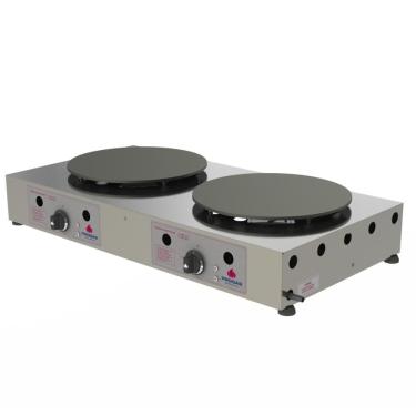Imagem de Chapa a Gás para Crepe Francês Progás Inox 2 Chapas Redodas PRKF-202G/R