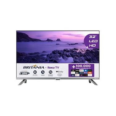 Imagem de Smart TV LED 32” HD Britânia BTV32G7PR2CSGBL Dolby Audio, Wi-Fi, Entradas HDMI e USB, Roku TV