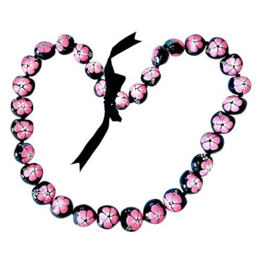 Imagem de Estilo havaiano Kukui Nut Lei Hibiscus pintado à mão cores sortidas 32 porcas