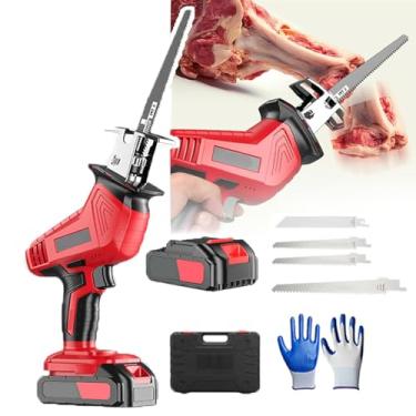 Imagem de Serra Alternativa Portátil, Máquina Elétrica De Corte De Ossos, Serras Para Corte De Galhos, Cabo Emborrachado, Com Trava De Interruptor, 4 Lâminas De Serra E 12 Pares De Luvas