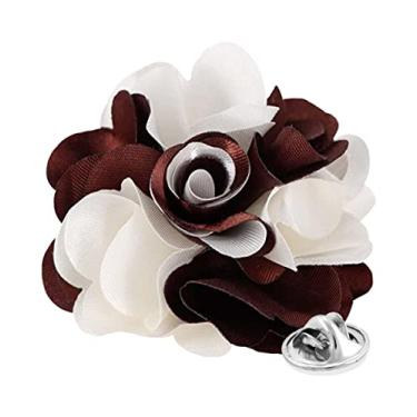 Imagem de Vittorio Vico Broche de lapela de flor de dois tons premium – broche formal para homens, broche de flor, 2.5" (6.36CM), Poliéster, Não aplicável