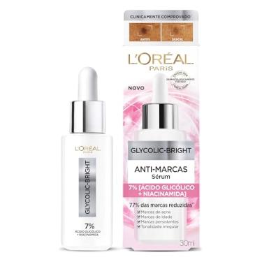 Imagem de L'Oréal Paris Glycolic Bright Sérum Facial Anti-Marcas, com Ácido Glicólico e Niacinamida, Reduz Marcas de Acne e Idade, Uniformiza o Tom e a Textura da Pele, 30ml