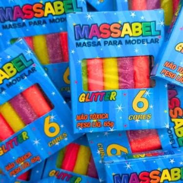 Imagem de 20 Cxs Massinha Gliter de Modelar Com Cheirinho de Chiclete 6 Cores Colorida Brinquedo Infantil Crianças Kit Lembrancinha