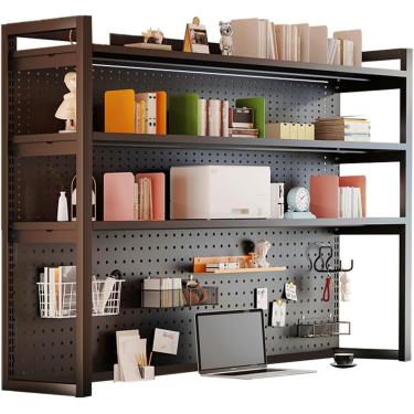 Imagem de Prateleira de armazenamento de mesa para monitor de mesa Rack de exibição de 3 camadas, altura de prateleira ajustável de armazenamento DIY, prateleira de metal de organizador de mesa, para