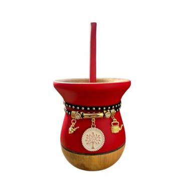 Imagem de Kit Chimarrão Completo Premium: Cuia, Bomba e Pulseira (Vermelho Fosco)