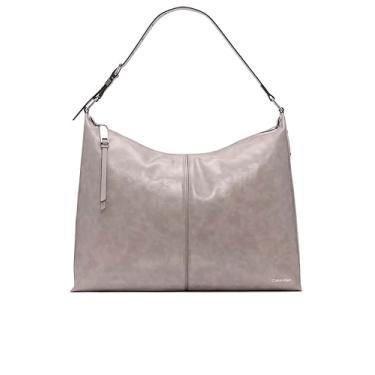 Imagem de Calvin Klein Bolsa de ombro Hobo com zíper superior grande, Pedra, One Size