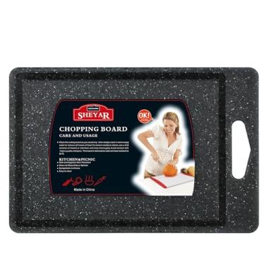 Imagem de Zzsbrm Tábua de corte para cozinha, tábua de corte de fibra de palha de trigo, segura para máquina de lavar louça, com sulcos de suco para carne, vegetais, alça de fácil aderência, acessórios de louça