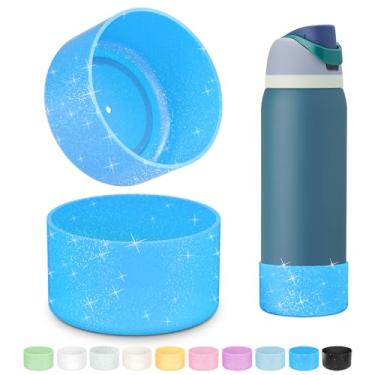 Imagem de Beonsky 2 peças de bota de silicone com glitter para garrafa de água Owala 1,134 g, capa protetora antiderrapante para garrafas de água de aço inoxidável FreeSip/Twist/Flip acessórios