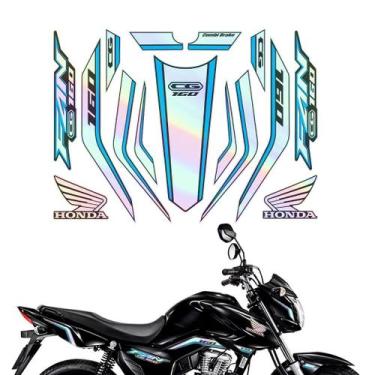 Imagem de Kit Para Moto Honda Cg Fan 160 Ano 23-24 Holográfico Azul - Resitank
