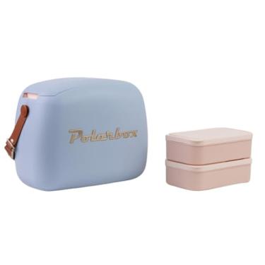 Imagem de Polarbox Lancheira térmica | Lancheira retrô para piquenique reutilizável lancheira vintage mini bolsa térmica inclui 2 recipientes para comida! Trabalho de comida e bebidas, viagem, praia,